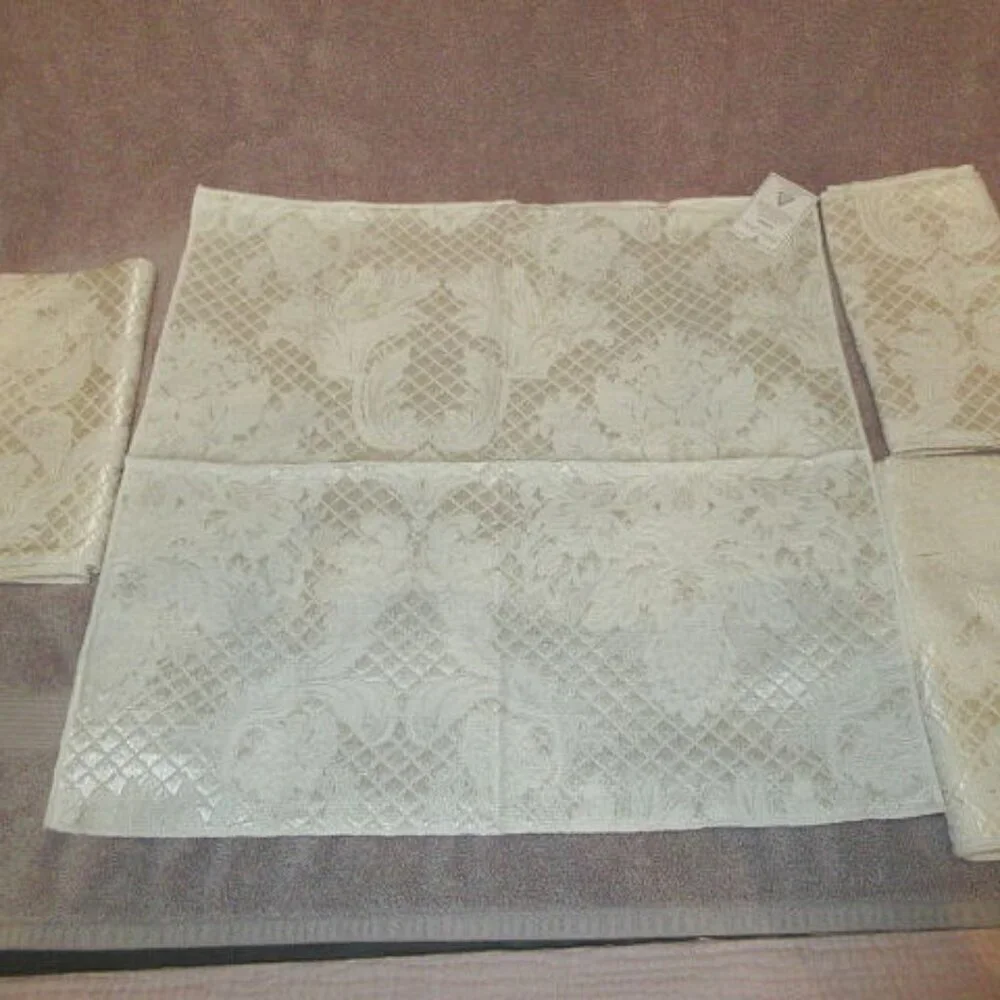 Vtg Beauvoir Floral Embroidered Napkins Set Of 4 Ivory Old Money Regency NEW